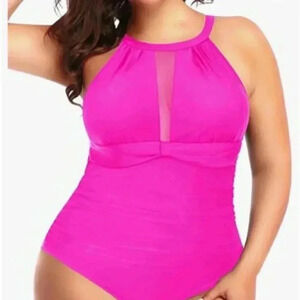NWT Aqua Eve Plus Swimsuit Women One Piece Swimsuit Tummy Control High Neck 20W